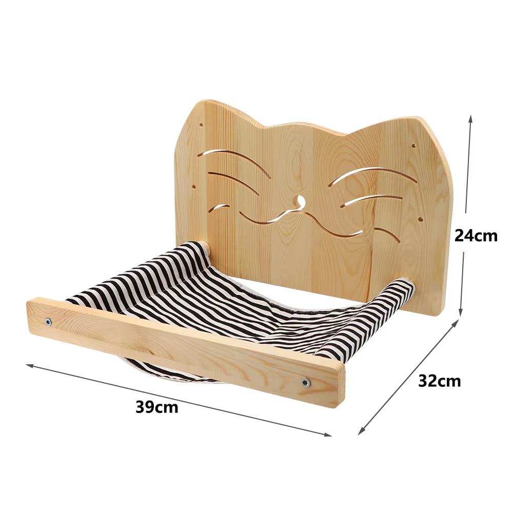 Cat Hammock Wall Mounted Wooden Furniture Scratcher Kitty Beds Perches Stable Cats Wall Shelves for Sleeping Playing Climbing
