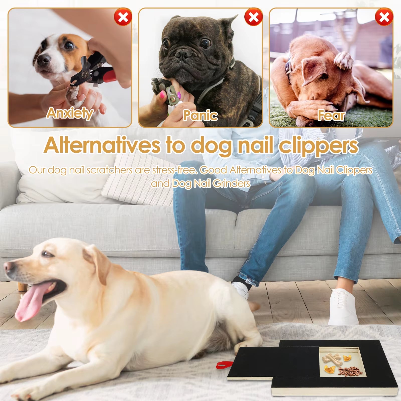 Dog Nail Scratch Board with Built-In Treat Box Wooden Puppy Nail Grinding Pad Dog Nail File Board Sandpaper Board Scratcher