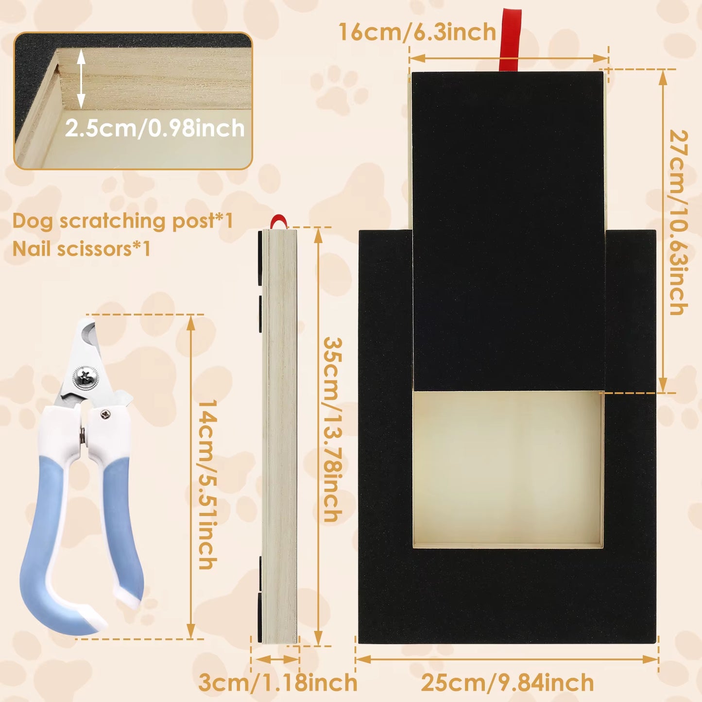Dog Nail Scratch Board with Built-In Treat Box Wooden Puppy Nail Grinding Pad Dog Nail File Board Sandpaper Board Scratcher