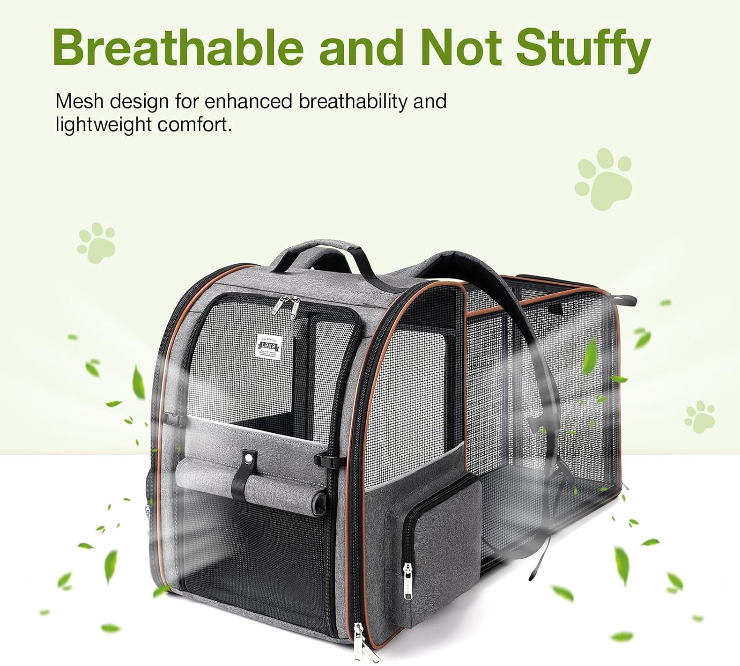 Large Cat Backpack Carrier Expandable for Small Dogs Medium Cats up to 18 Lbs, Foldable for Travel, Hiking, Grey