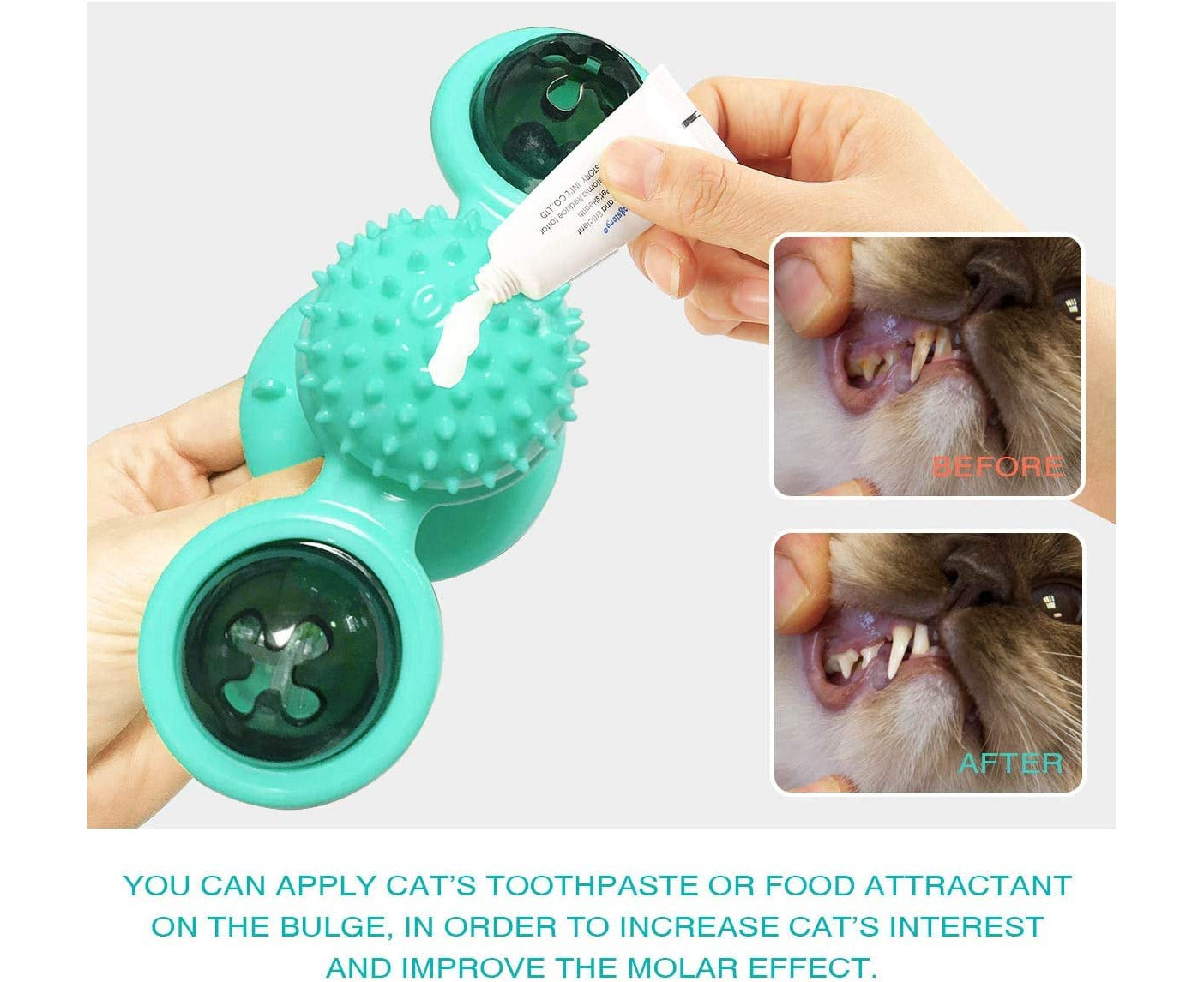 Interactive Cat Catnip Toy, for Indoor Cats, Windmill Catnip Toy ,Cat Toothbrush Toy with Suction Cup -Blue