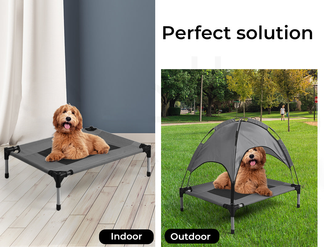 Dog Trampoline Bed Cat Elevated Hammock with Canopy Raised S Size