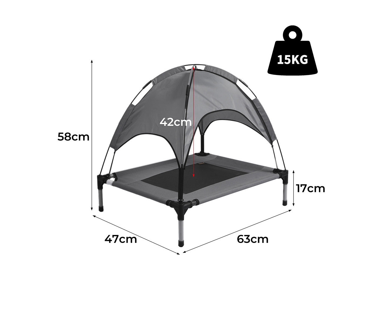 Dog Trampoline Bed Cat Elevated Hammock with Canopy Raised S Size