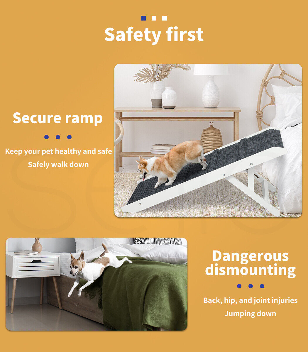 Pawz Dog Ramp Adjustable Height Stair for Bed Sofa Cat Dogs Folding Portable