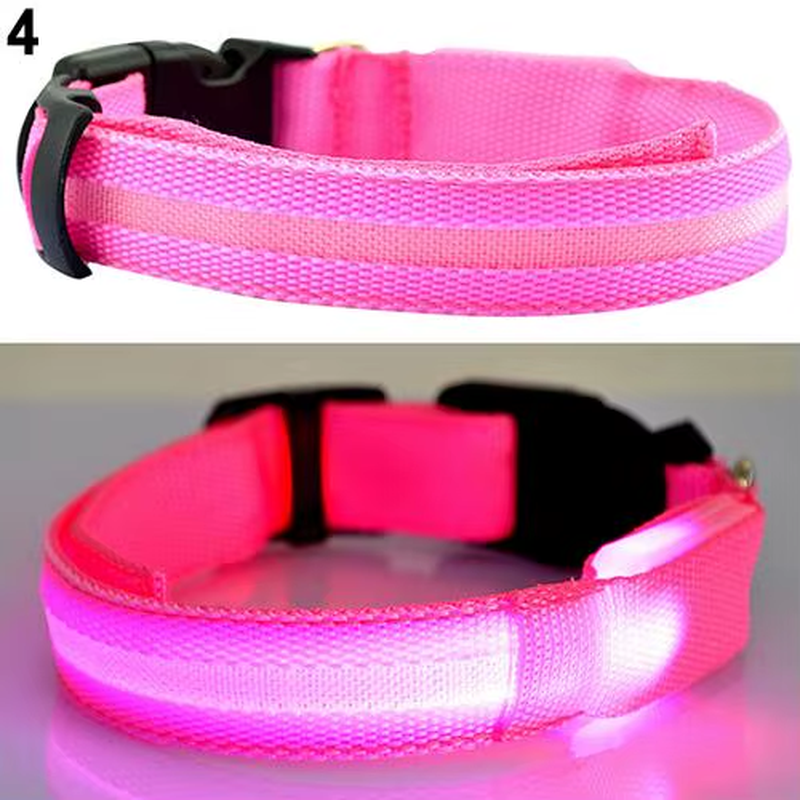 Nylon LED Glow Pet Dog Collar Pendant Night Safety Flashing Cat Dog Neck Collar Leash Luminous Adjustable Collar for Dog Walking