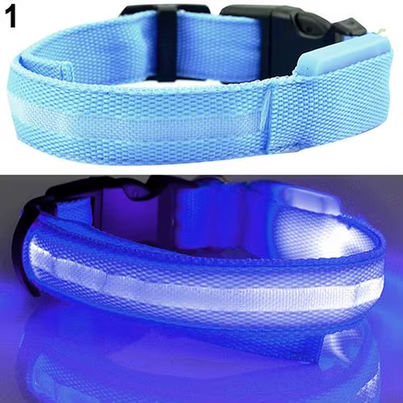 Nylon LED Glow Pet Dog Collar Pendant Night Safety Flashing Cat Dog Neck Collar Leash Luminous Adjustable Collar for Dog Walking