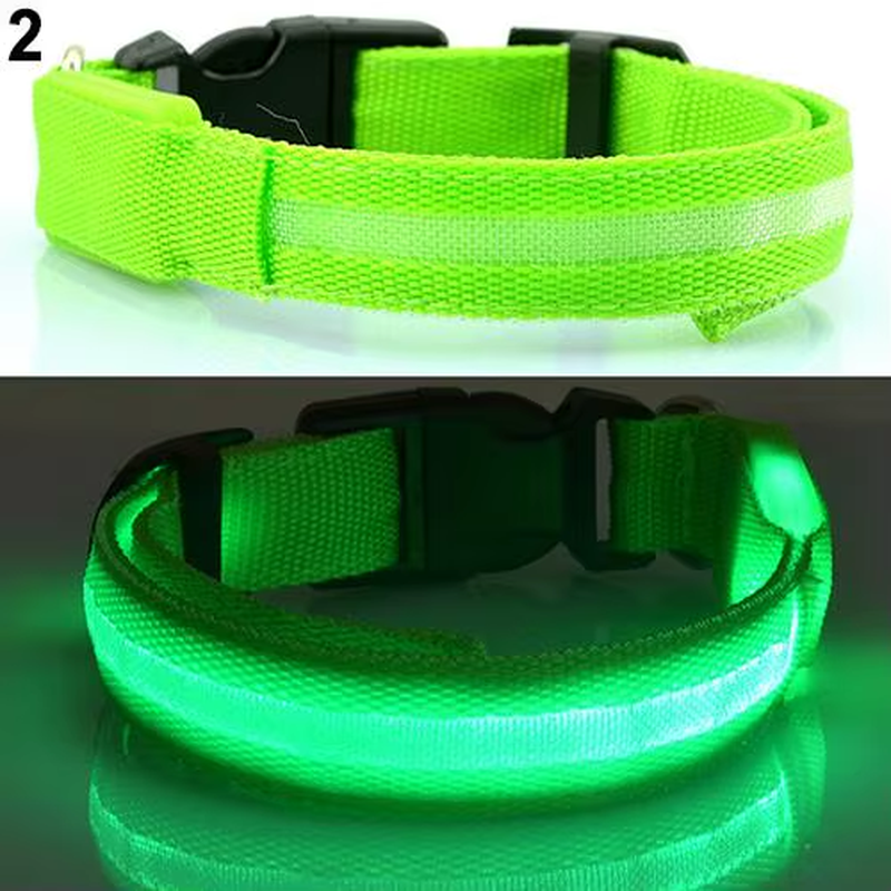Nylon LED Glow Pet Dog Collar Pendant Night Safety Flashing Cat Dog Neck Collar Leash Luminous Adjustable Collar for Dog Walking