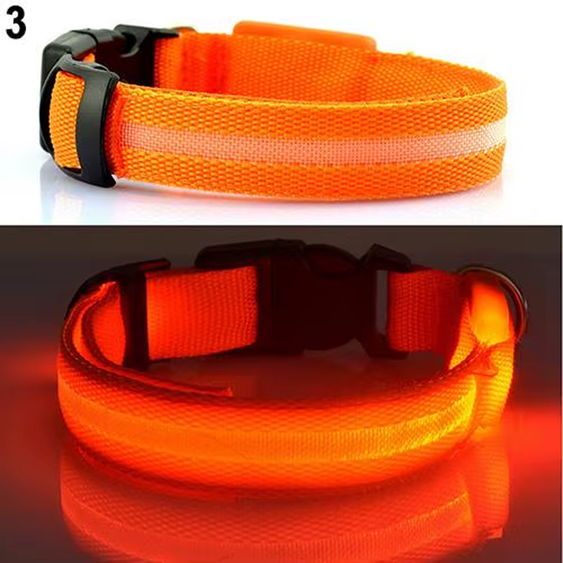 Nylon LED Glow Pet Dog Collar Pendant Night Safety Flashing Cat Dog Neck Collar Leash Luminous Adjustable Collar for Dog Walking