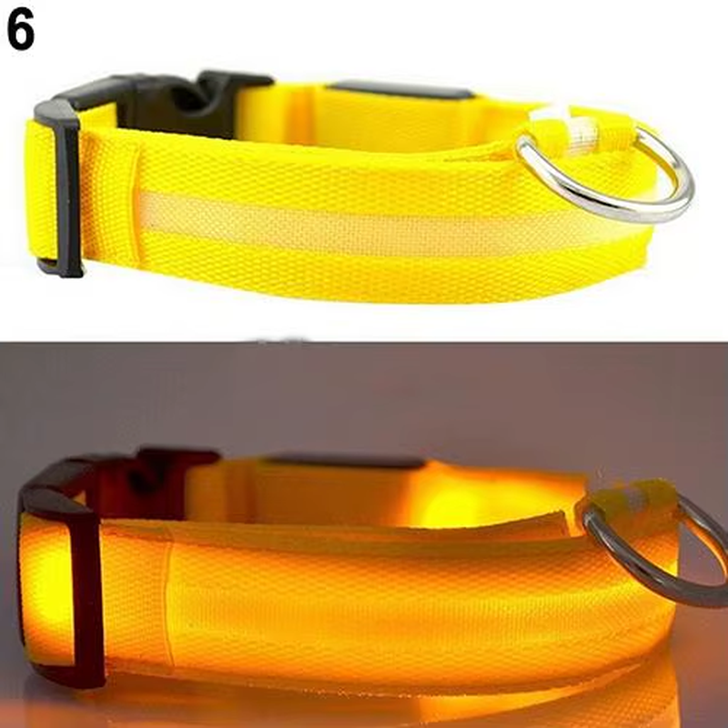 Nylon LED Glow Pet Dog Collar Pendant Night Safety Flashing Cat Dog Neck Collar Leash Luminous Adjustable Collar for Dog Walking